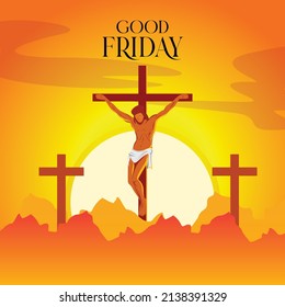 Viernes Santo, ilustración vectorial de la Crucifixión de Jesucristo.
