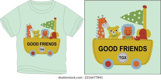 GOOD FRIEND FROM ZOO t shirt graphic design vector illustration \