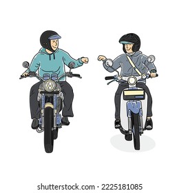 Hermandad de la Buena Amistad en la banda de motocicletas ilustración vectorial moderna