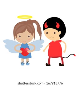 Good girl and bad boy romance. Cute doodles drawings.