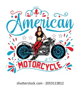 Good Girl Biker racing t shirt. t shirt template 