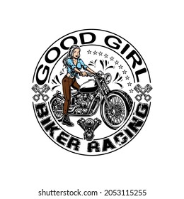 Good Girl Biker Racing t shirt, t shirt template design 
