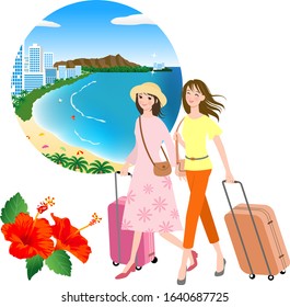 A good girl friend traveling in Hawaii