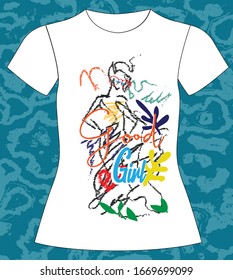 good girl slogan lovely graphic design and cute flowers graphic design print for tee and t shirt and fabric