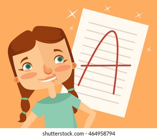 Good girl student character. Vector flat cartoon illustration