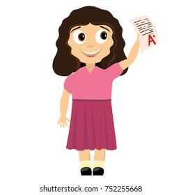 Good girl student character. Vector cartoon illustratio.