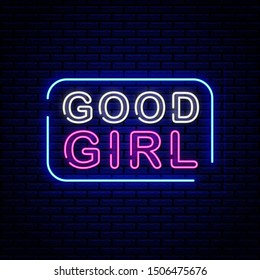 good girl text neon vector