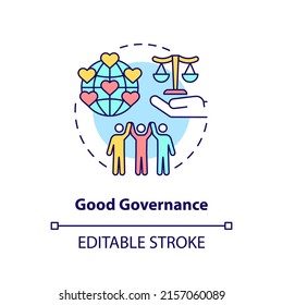 Good governance concept icon. Public institution. International relations theory abstract idea thin line illustration. Isolated outline drawing. Editable stroke. Arial, Myriad Pro-Bold fonts used