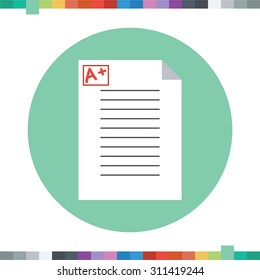 Good grades icon, a plus sign on an exam paper.