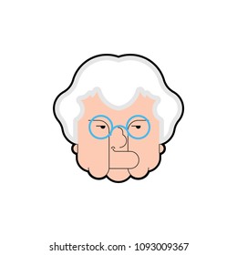 Good Grandmother Face. Cheerful Grandma Head. Portrait Old Lady Happy. Vector Illustration
