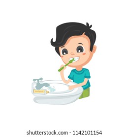 Good Habits Brushing Teeth Stock Vector (Royalty Free) 1142101154 ...