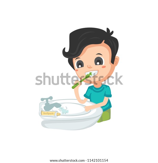 Good Habits Brushing Teeth Stock Vector (Royalty Free) 1142101154