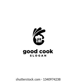 good hand cook restaurant logo icon symbol designs vector illustration template