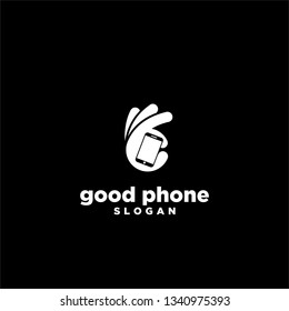 good hand mobile phone smart logo icon symbol designs vector illustration template