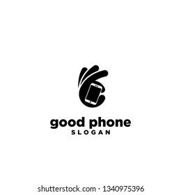 good hand mobile phone smart logo icon symbol designs vector illustration template