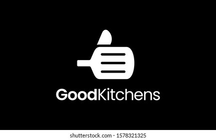 Good Hand with Spatula Kitchen Chef Logo Design Inspiration