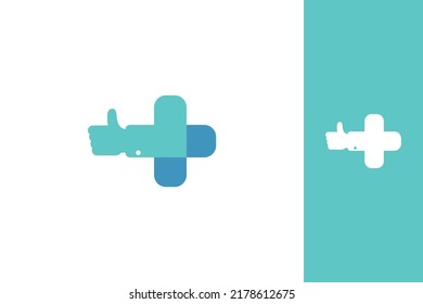 Good health logo template, Like and plus icon concept