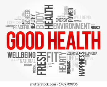 Good Health word cloud collage, health concept background
