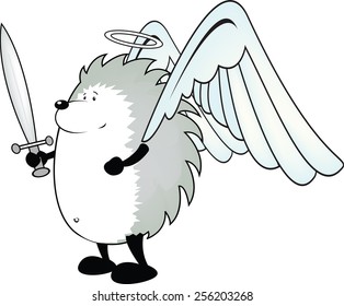 Good hedgehog cute looking angel hedgehog isolated on white background