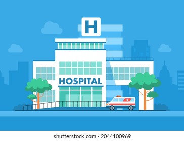 A good hospital will have a clear procedural service system and public health standards. There is a staff of services, information and specialist doctors. Hospital service concept vector illustration