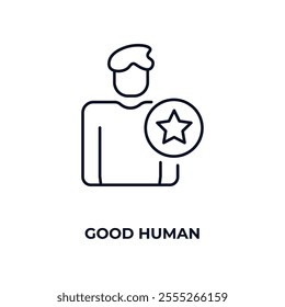 good human outline icon. Linear vector from feelings concept. Thin line good human icon isolated on white background