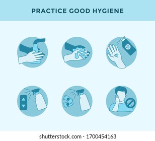 good hygiene practice concept with some related icon for corona virus covid-19 with modern flat style
