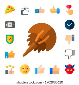 good icon set. 17 flat good icons.  Simple modern icons such as: pizza, up, verified, horseshoe, like, dislike, thumbs up, satisfied, devil