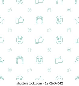 good icons pattern seamless white background. Included editable line Horseshoe, thumb up, horseshoe, angry, user and tick, star icons. good icons for web and mobile.
