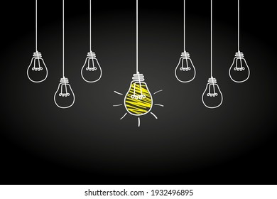 Good idea. Banner light bulb idea concept, creative concept light bulb drawn for stock. Flat style. Vector illustration