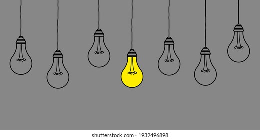 Good idea. Banner light bulb idea concept, creative concept light bulb drawn for stock. Flat style. Vector illustration