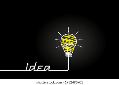 Good idea. Banner light bulb idea concept, creative concept light bulb drawn for stock. Flat style. Vector illustration