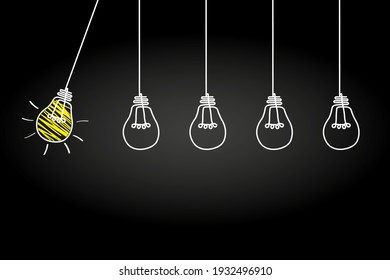 Good idea. Banner light bulb idea concept, creative concept light bulb drawn for stock. Flat style. Vector illustration