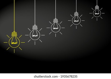 Good idea. Banner light bulb idea concept, creative concept light bulb drawn for stock. Flat style. Vector illustration
