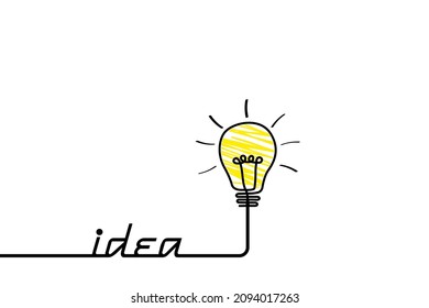 Gute Idee. Banner Glühbirnen Idee Konzept, kreatives Konzept Glühbirne gezeichnet für Stock. Flacher Stil. Vektorgrafik