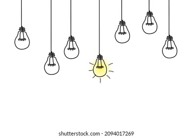Good idea. Banner light bulb idea concept, creative concept light bulb drawn for stock. Flat style. Vector illustration