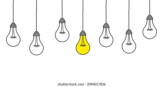 Good idea. Banner light bulb idea concept, creative concept light bulb drawn for stock. Flat style. Vector illustration