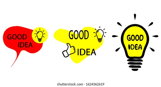 Good idea banners.Quick Tips badge with light bulb and speech bubble. Set of quick tips. Trendy flat vector on white background. Vector Illustration