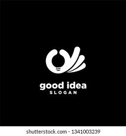 good idea bulb hand logo icon symbol designs vector illustration template