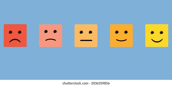 good idea. Customer satisfaction concept. customer satisfaction feedback with emotions.
World mental health day. Evaluation and rating concept. High feedback score.