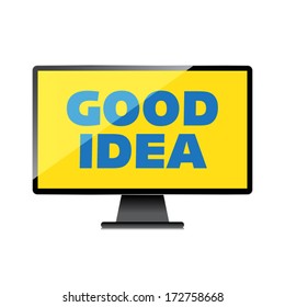 Good idea display on High-quality computer display, monitor screen. Smile and positive concept.