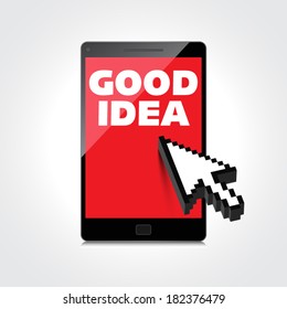 Good idea display on High-quality smartphone screen. Smile and positive concept.