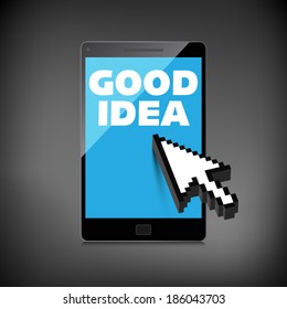 Good idea display on High-quality smartphone screen. Smile and positive concept.