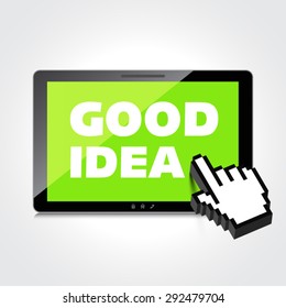 Good idea display on High-quality tablet screen. Smile and positive concept.