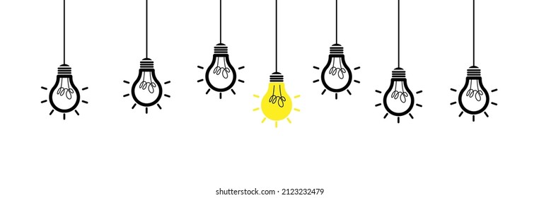 Good idea. Electric Energy. Power of electricity .Banner light bulb idea concept, creative conceptual light bulb drawn for stock. Flat style. Vector illustration.