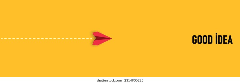 Good idea flying red paper airplane. New Idea concept. business life change concept. Different thinking, Business leader, personality development idea concept.