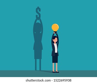 Good idea get money. Vector illustration success concept, Gambling, Happy flat cartoon design.