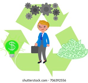 A good idea and a hard work brings success and money, concept vector illustration