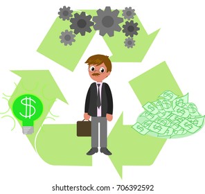 A good idea and a hard work brings success and money, concept vector illustration