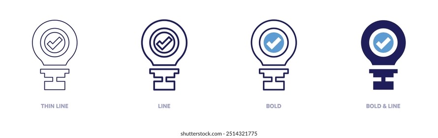 Icono de la buena idea en 4 estilos diferentes. Línea delgada, línea, negrita y línea negrita. Estilo duotono. Trazo editable.