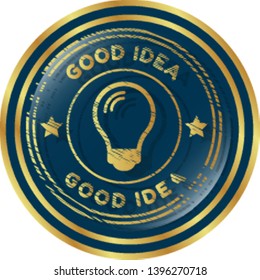 good idea icon on white background. glossy button.